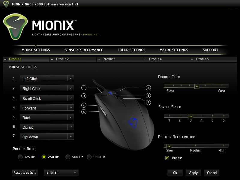 Beleuchtung und Tastenbelegung der Mionix Naos 7000 sind relativ frei anpassbar. 