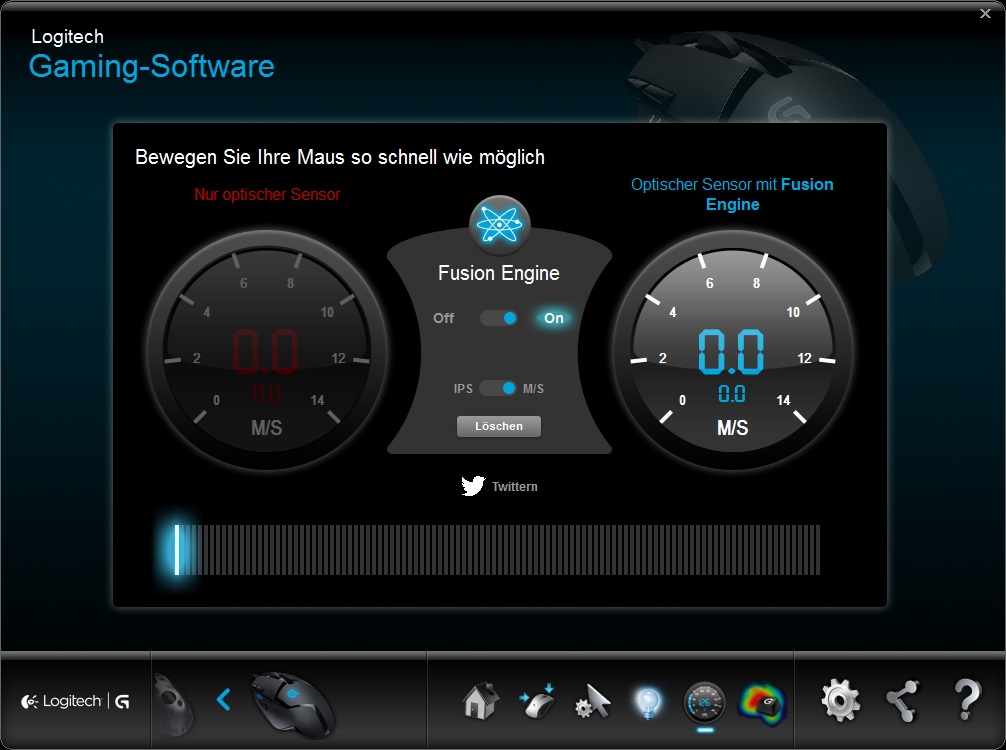 Die Fusion Engine macht sich im Alltag nicht Bemerkbar. Im Dunkeln leuchtet die Maus dezent blau.