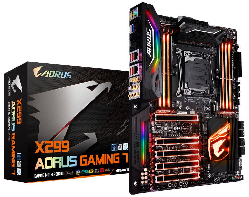 Das Gigabyte X299 AORUS Gaming 7 zählt zu den absoluten High-End-Produkten auf dem Markt der X299-Boards.